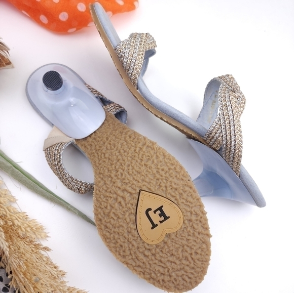 Eric Javits Blue Silver Gold Kitten Heels sz 9m - Picture 10 of 12